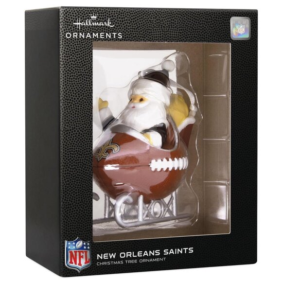 New Orleans Saints Hallmark Ornament Santa on Football Sled NFL 2022 NEW! - Picture 6 of 7
